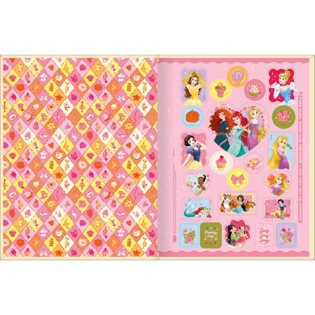 Foto ilustrativa Caderno Quadriculado 1x1 cm Brochura Capa Dura Princesas 40 Folhas