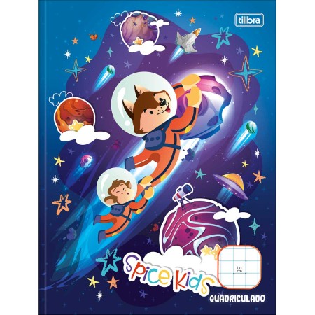 Foto ilustrativa Caderno Quadriculado 1x1 cm Brochura Capa Dura Spice Kids 40 Folhas