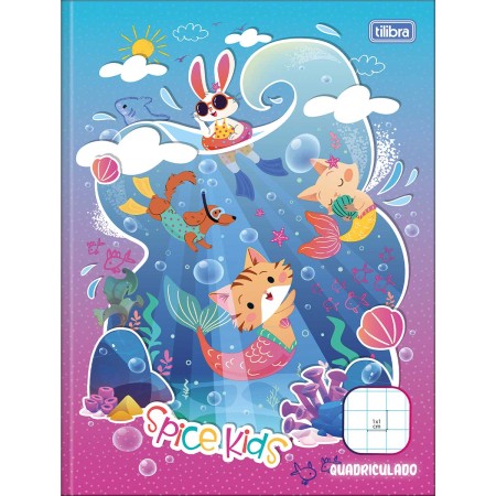 Foto ilustrativa Caderno Quadriculado 1x1 cm Brochura Capa Dura Spice Kids 40 Folhas