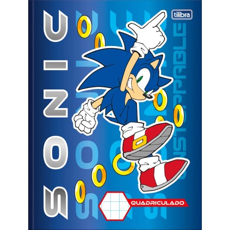 Foto ilustrativa Caderno Quadriculado 1x1 cm Brochura Capa Dura Universitário Sonic 40 Folhas