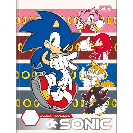 Foto ilustrativa Caderno Quadriculado 1x1 cm Brochura Capa Dura Universitário Sonic 40 Folhas