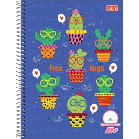 Foto ilustrativa Caderno Quadriculado 1x1 cm Espiral Capa Dura Universitário D+ 96 Folhas