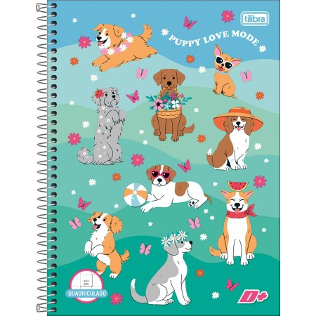 Foto ilustrativa Caderno Quadriculado 1x1 cm Espiral Capa Dura Universitário D+ 96 Folhas