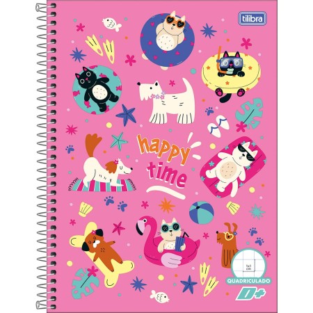 Foto ilustrativa Caderno Quadriculado 1x1 cm Espiral Capa Dura Universitário D+ 96 Folhas