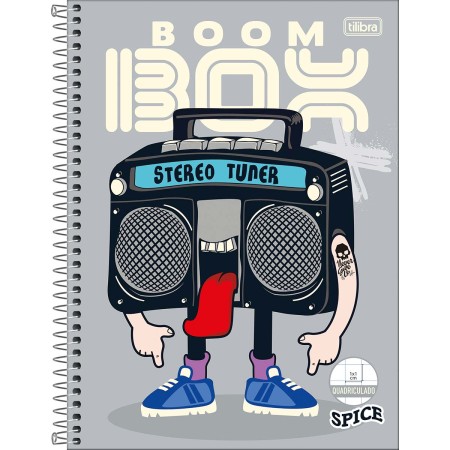 Foto ilustrativa Caderno Quadriculado 1x1 cm Espiral Capa Dura Universitário Spice 80 Folhas