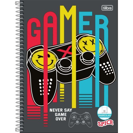 Foto ilustrativa Caderno Quadriculado 1x1 cm Espiral Capa Dura Universitário Spice 80 Folhas