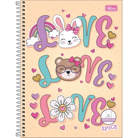 Foto ilustrativa Caderno Quadriculado 1x1 cm Espiral Capa Dura Universitário Spice 80 Folhas