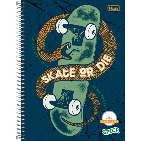 Foto ilustrativa Caderno Quadriculado 1x1 cm Espiral Capa Dura Universitário Spice 80 Folhas