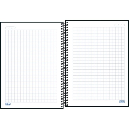 Foto ilustrativa Caderno Quadriculado 1x1 cm Espiral Capa Dura Universitário Zip Preto 80 Folhas