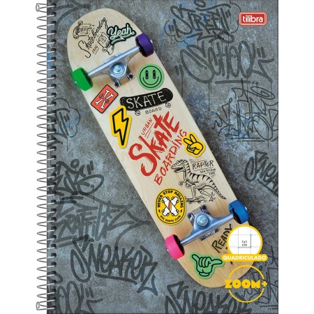 Foto ilustrativa Caderno Quadriculado 1x1 cm Espiral Capa Dura Universitário Zoom+ 96 Folhas