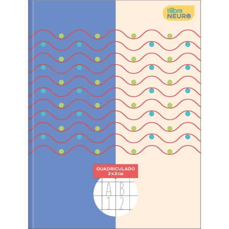 Foto ilustrativa Caderno Quadriculado 2X2 cm Brochura Capa Dura Tilibra Neuro 40 Folhas