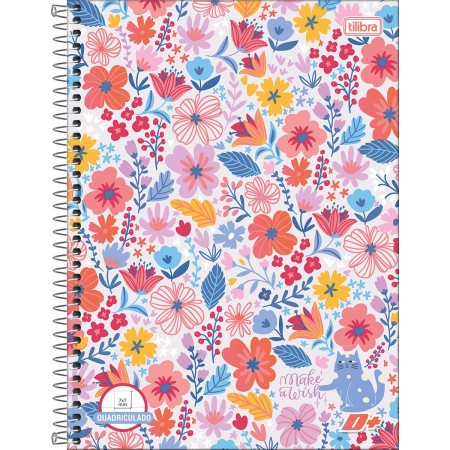 Foto ilustrativa Caderno Quadriculado 7x7 mm Espiral Capa Dura Universitário D+ 96 Folhas
