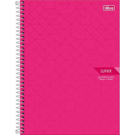 Foto ilustrativa Caderno Quadriculado 7x7 mm Espiral Capa Dura Universitário Lunix 80 Folhas