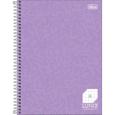 Foto ilustrativa Caderno Quadriculado 7x7 mm Espiral Capa Dura Universitário Lunix 80 Folhas