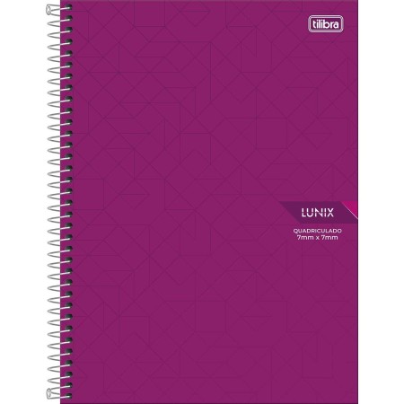 Foto ilustrativa Caderno Quadriculado 7x7 mm Espiral Capa Dura Universitário Lunix 80 Folhas