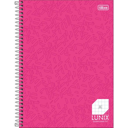 Foto ilustrativa Caderno Quadriculado 7x7 mm Espiral Capa Dura Universitário Lunix 80 Folhas