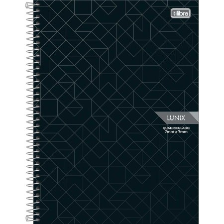 Foto ilustrativa Caderno Quadriculado 7x7 mm Espiral Capa Dura Universitário Lunix 80 Folhas
