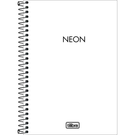 Foto ilustrativa Caderno sem Pauta Espiral Capa Plástica 1/4 Neon Branco 80 Folhas