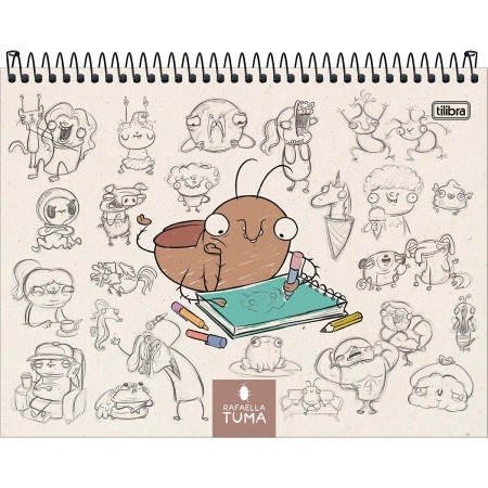 Foto ilustrativa Caderno Sketchbook Espiral Capa Dura A4 Rafa Tuma 150 G 50 Folhas