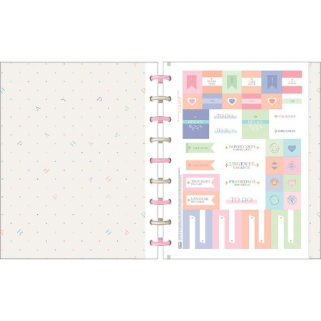 Foto ilustrativa Caderno Tilidisco Colegial 10 Matérias Happy 160 Folhas