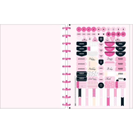 Foto ilustrativa Caderno Tilidisco Universitário Connect 10 Matérias Académie Rosa 160 Folhas