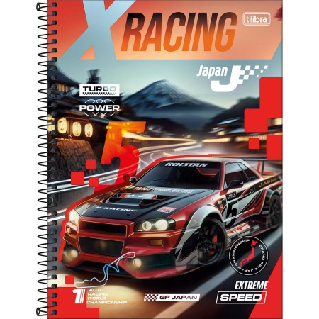 Foto ilustrativa Caderno Universitário Capa Dura X-Racing 20 Matérias 320 Folhas