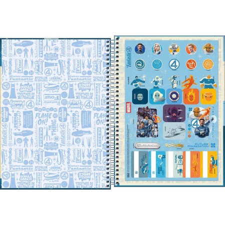 Foto ilustrativa Caderno Universitário Quarteto Fantástico 1 Matérias 80 Folhas