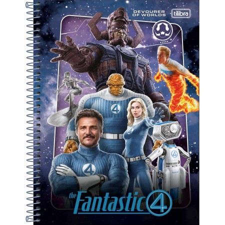 Foto ilustrativa Caderno Universitário Quarteto Fantástico 1 Matérias 80 Folhas