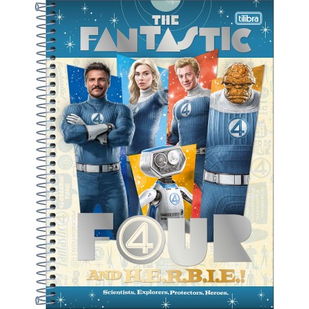 Foto ilustrativa Caderno Universitário Quarteto Fantástico 10 Matérias 160 Folhas