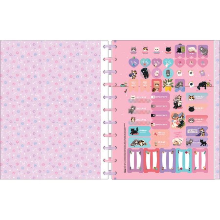 Foto ilustrativa Caderno Universitário Tilidisco 10 Matérias Purrfect Cats 160 Folhas