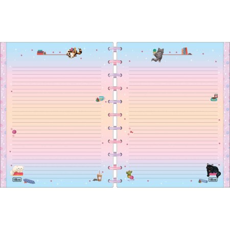 Foto ilustrativa Caderno Universitário Tilidisco 10 Matérias Purrfect Cats 160 Folhas