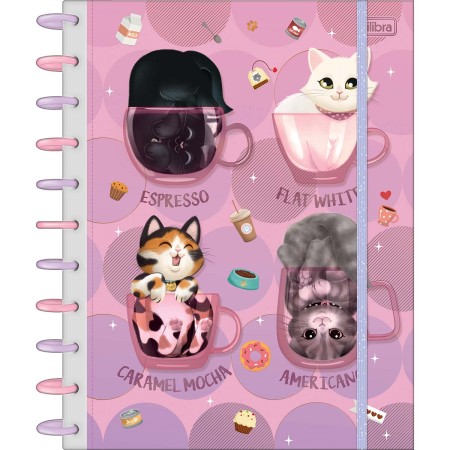 Foto ilustrativa Caderno Universitário Tilidisco 10 Matérias Purrfect Cats 160 Folhas