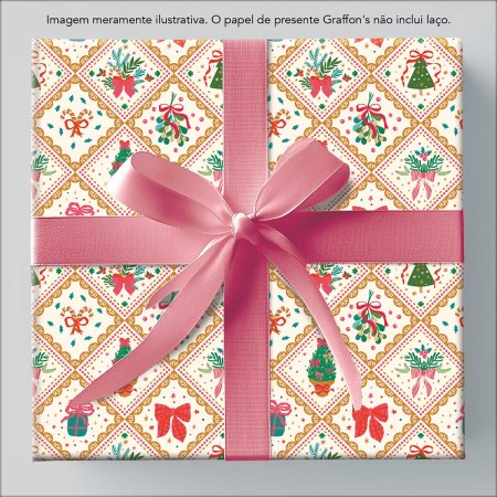 Foto ilustrativa Caixa Papel de Presente Natal 75 Rolos