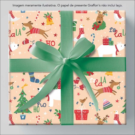 Foto ilustrativa Caixa Papel de Presente Natal 75 Rolos