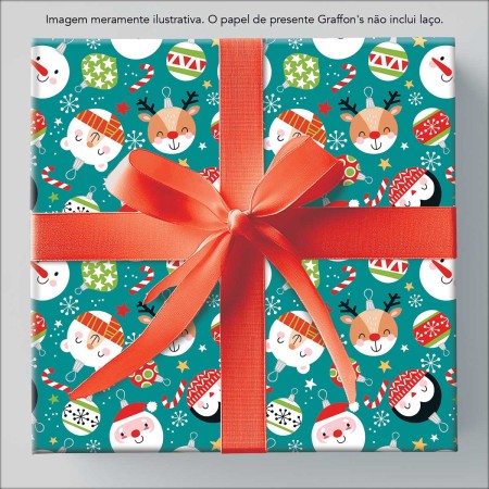Foto ilustrativa Caixa Papel de Presente Natal 75 Rolos