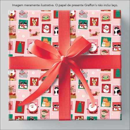 Foto ilustrativa Caixa Papel de Presente Natal 75 Rolos