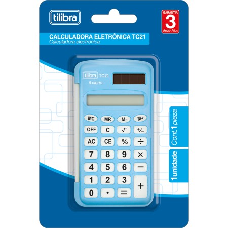Foto ilustrativa Calculadora de Bolso 8 Dígitos Pequena TC21 Azul