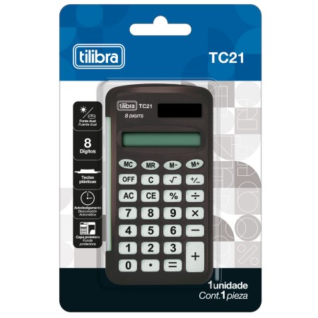 Foto ilustrativa Calculadora de Bolso 8 Dígitos Pequena TC21 Preta