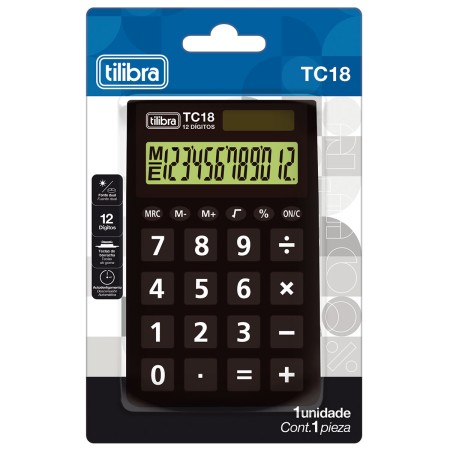 Foto ilustrativa Calculadora de Bolso TC18 Preta - Tilibra
