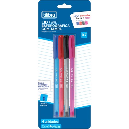 Foto ilustrativa Caneta Esferográfica 0.7mm Lid Fine - Blister com 4 unidades