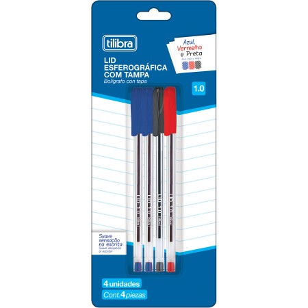 Foto ilustrativa Caneta Esferográfica 1.0mm Lid - Blister com 4 unidades