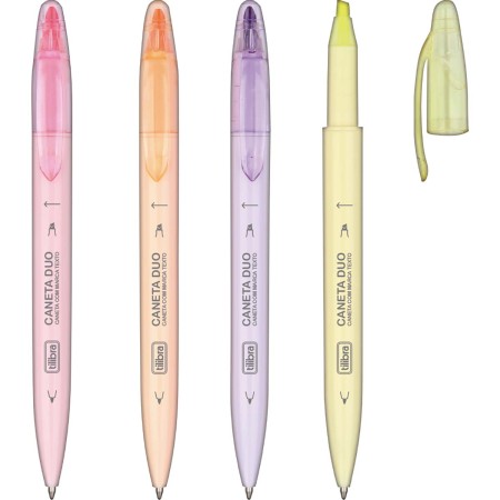 Foto ilustrativa Caneta Esferográfica com Marca-Texto 1.0mm Preta - Cores Sortidas