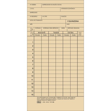 Foto ilustrativa Cartao de Ponto Mensal RB - 100 Folhas