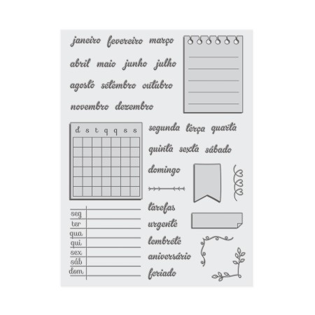 Foto ilustrativa Cartela Carimbos Transparentes Calendário - Blister com 1 Unidade