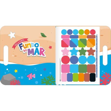 Foto ilustrativa Cartilha Atividades Maleta Cole & Pinte Fundo do Mar 8 Folhas