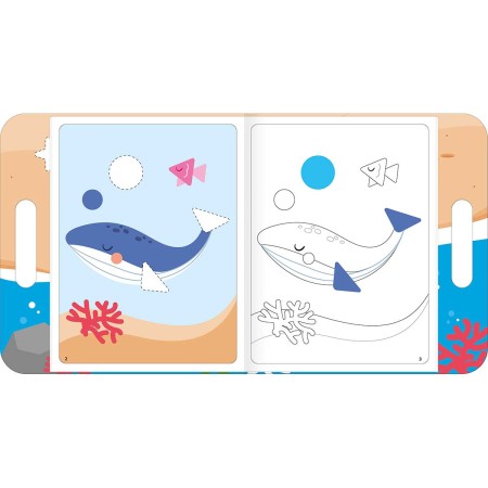 Foto ilustrativa Cartilha Atividades Maleta Cole & Pinte Fundo do Mar 8 Folhas