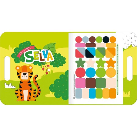 Foto ilustrativa Cartilha Atividades Maleta Cole & Pinte Selva 8 Folhas