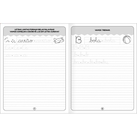 Foto ilustrativa Cartilha de Atividades de Alfabetização - Letra Cursiva Aprender, Brincar e Colorir 16 Folhas
