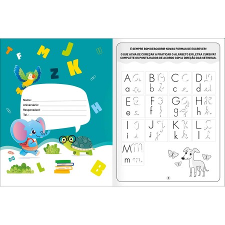 Foto ilustrativa Cartilha de Atividades de Alfabetização - Letra Cursiva Aprender, Brincar e Colorir 16 Folhas