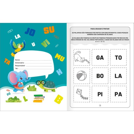 Foto ilustrativa Cartilha de Atividades de Alfabetização - Sílabas Aprender, Brincar e Colorir 16 Folhas